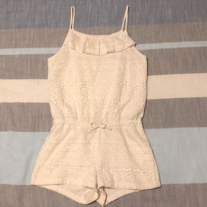 White Cotton Laced Romper